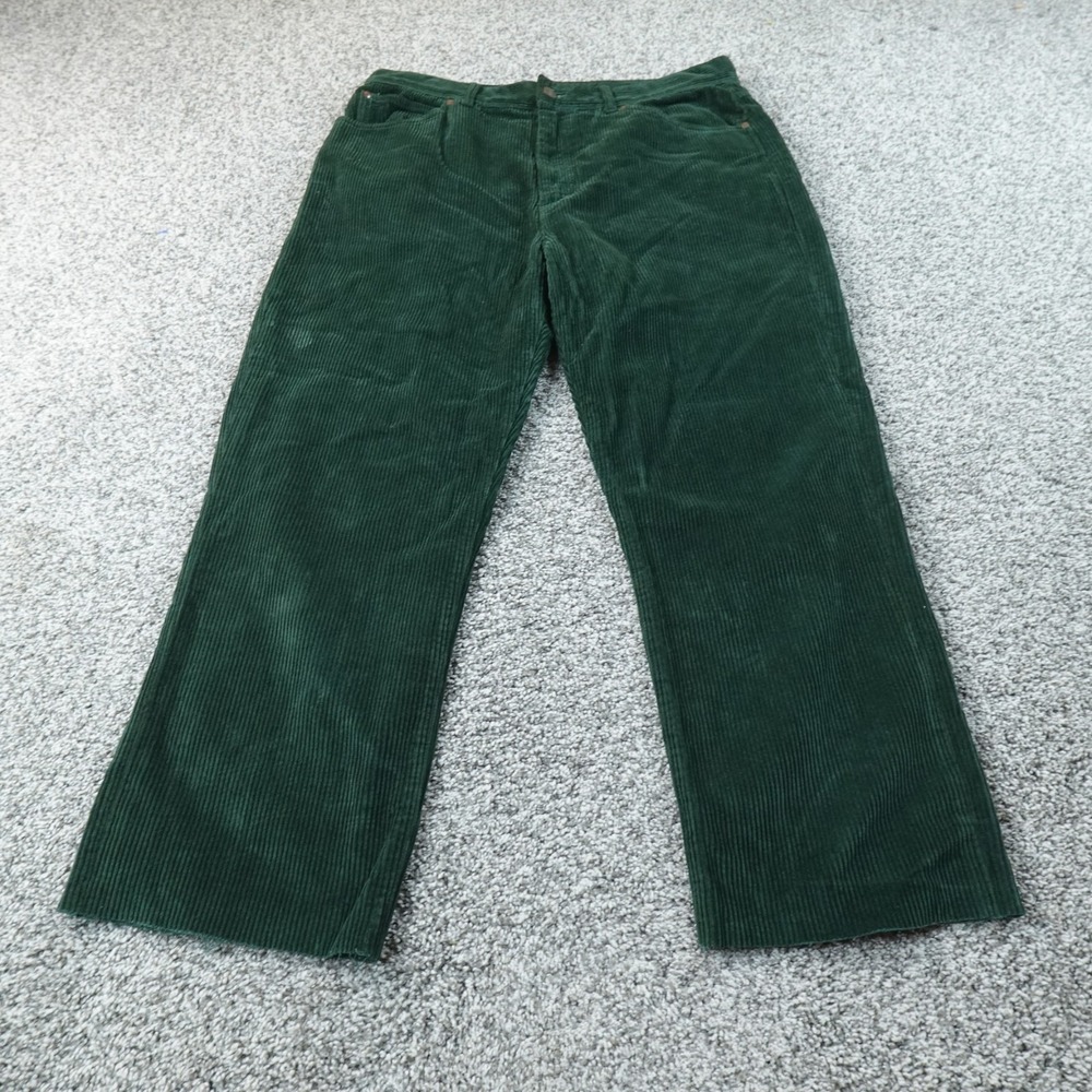 RE/DONE Pants Womens 31 Green Corduroy Cord Chino Trouser High Rise 5 Pocket